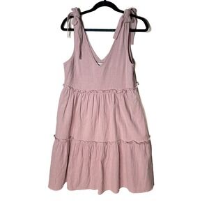 Petal & Pup Pink Mini Dress Sleeveless Tie Strap Tiered Ruffle coquette soft grl
